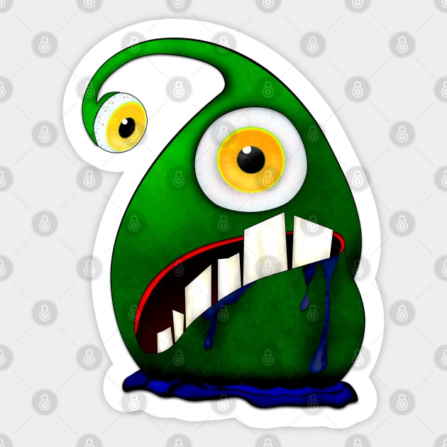 Green big eye monster Sticker by stefy